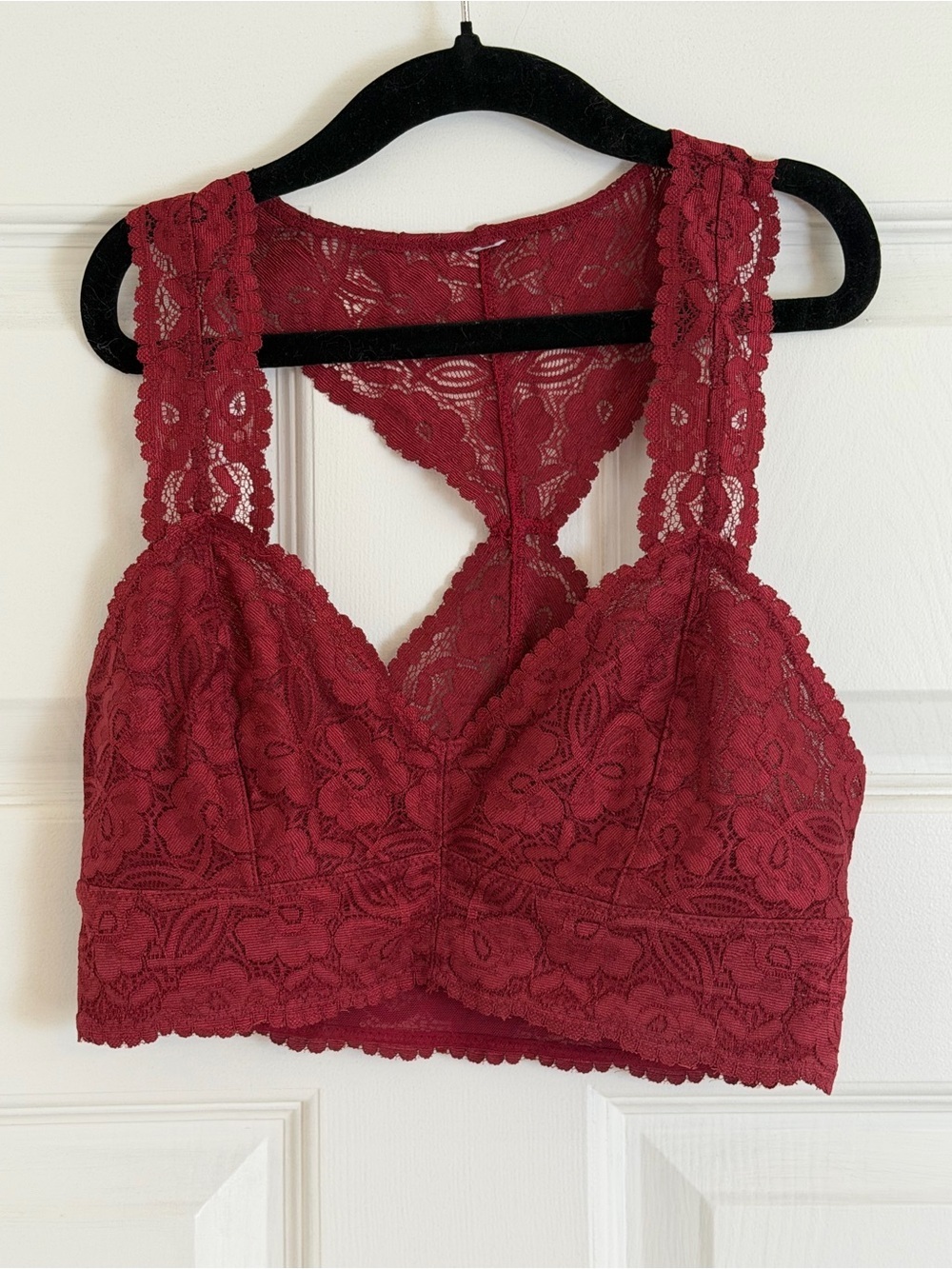 Free People Burgundy Lace Racerback Bralette Size S Excellent Condition